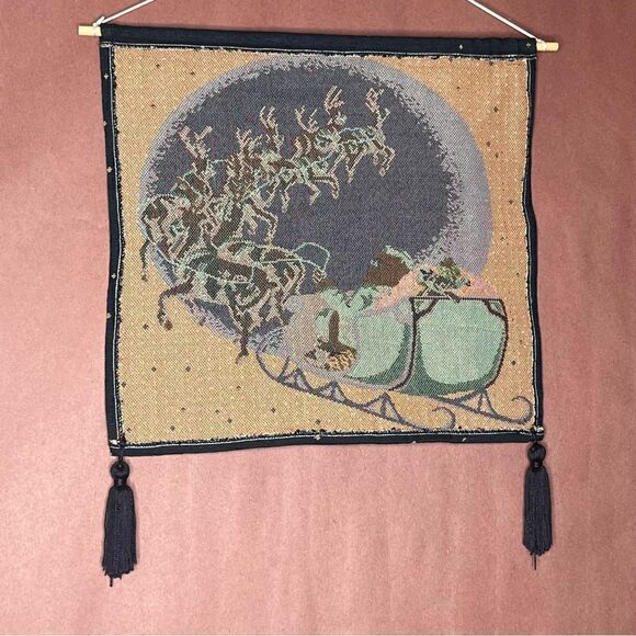 Christmas Wall Hanging Santa Sleigh Reindeer - Picture 7 of 8